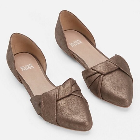 Eileen Fisher Fuller Suede D'orsay Twisted Flat - Picture 8 of 8